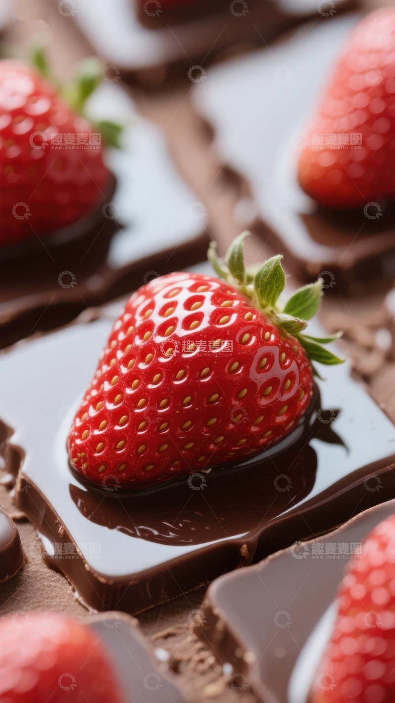 高清大图下载【趣麦麦图】草莓巧克力：甜蜜的视觉享受
