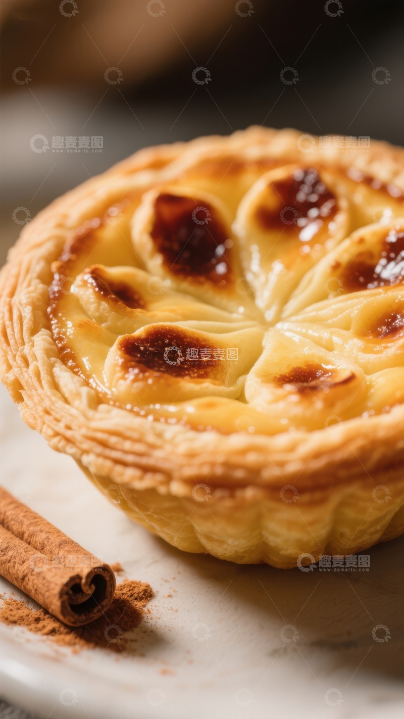 高清大图下载【趣麦麦图】金黄酥皮蛋挞配肉桂