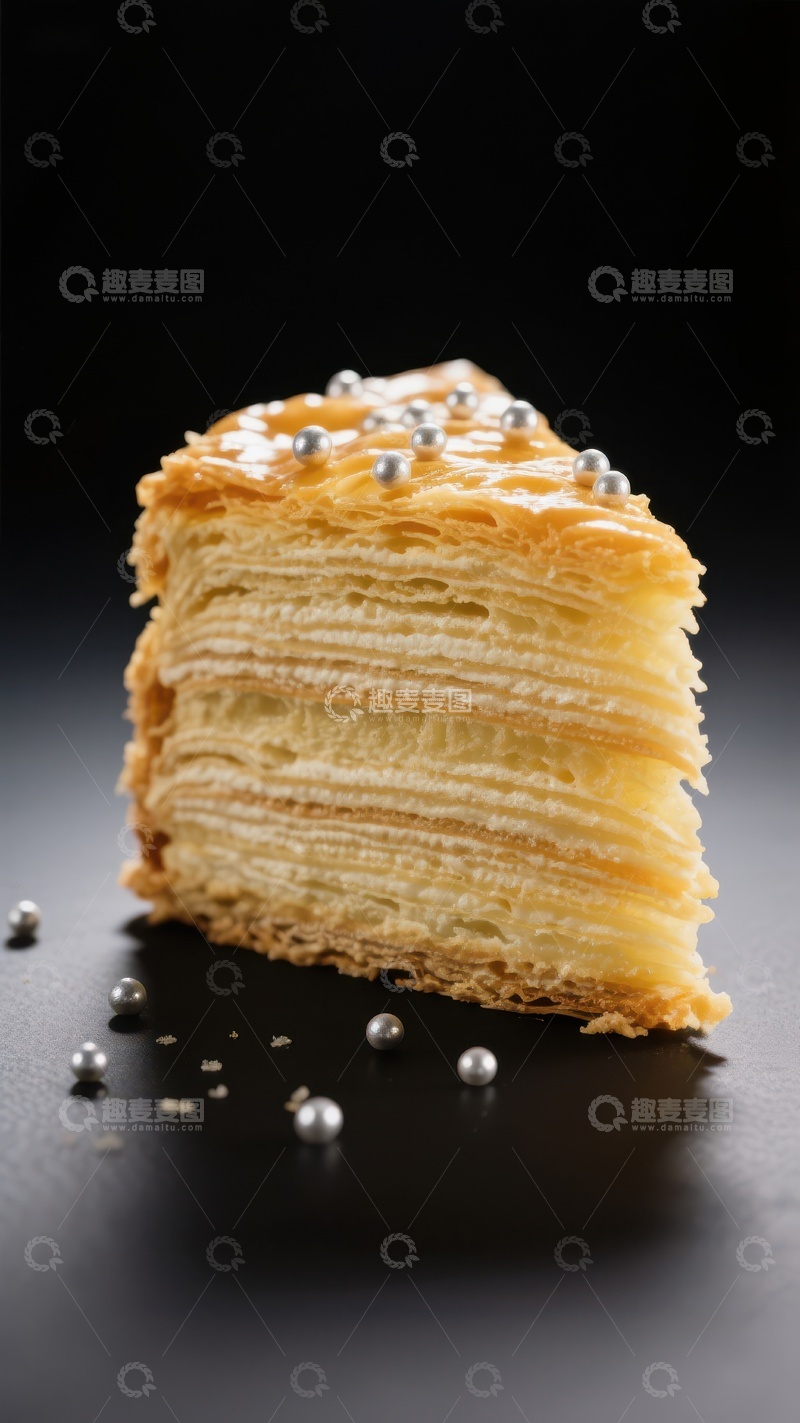 高清大图下载【趣麦麦图】层层酥皮糕点特写