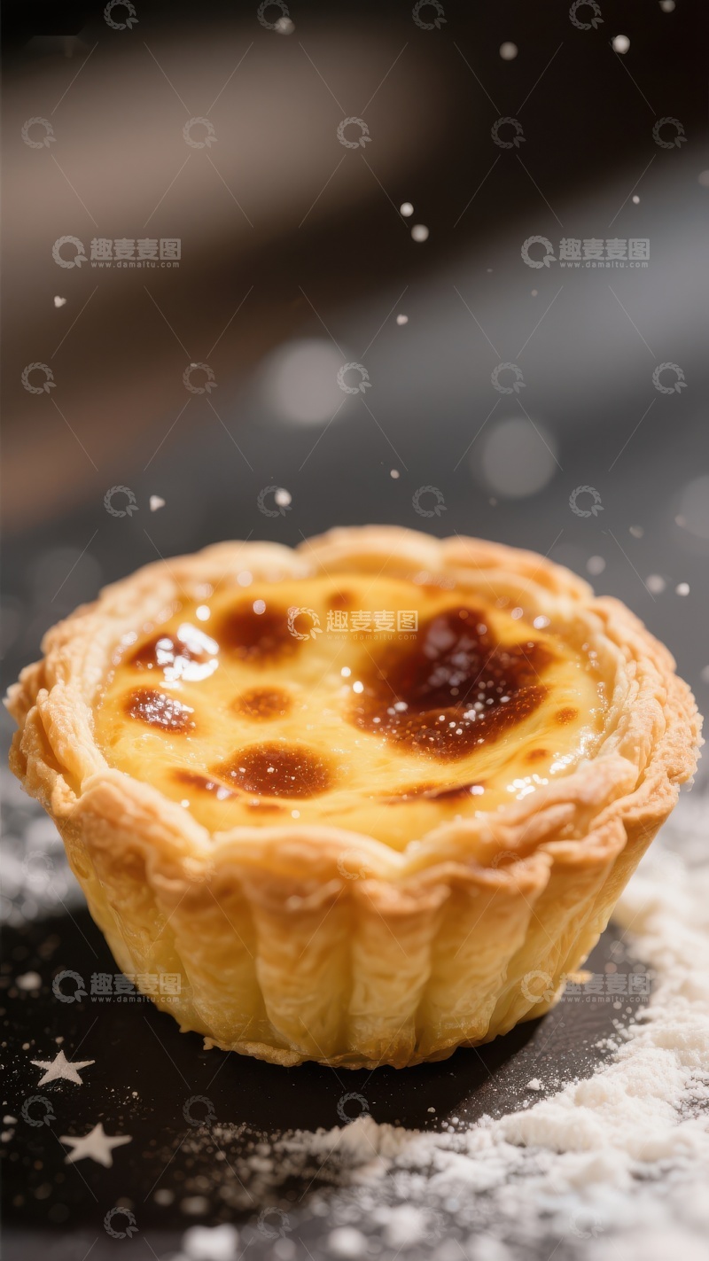 高清大图下载【趣麦麦图】香浓蛋挞，撒上糖粉的美味瞬间
