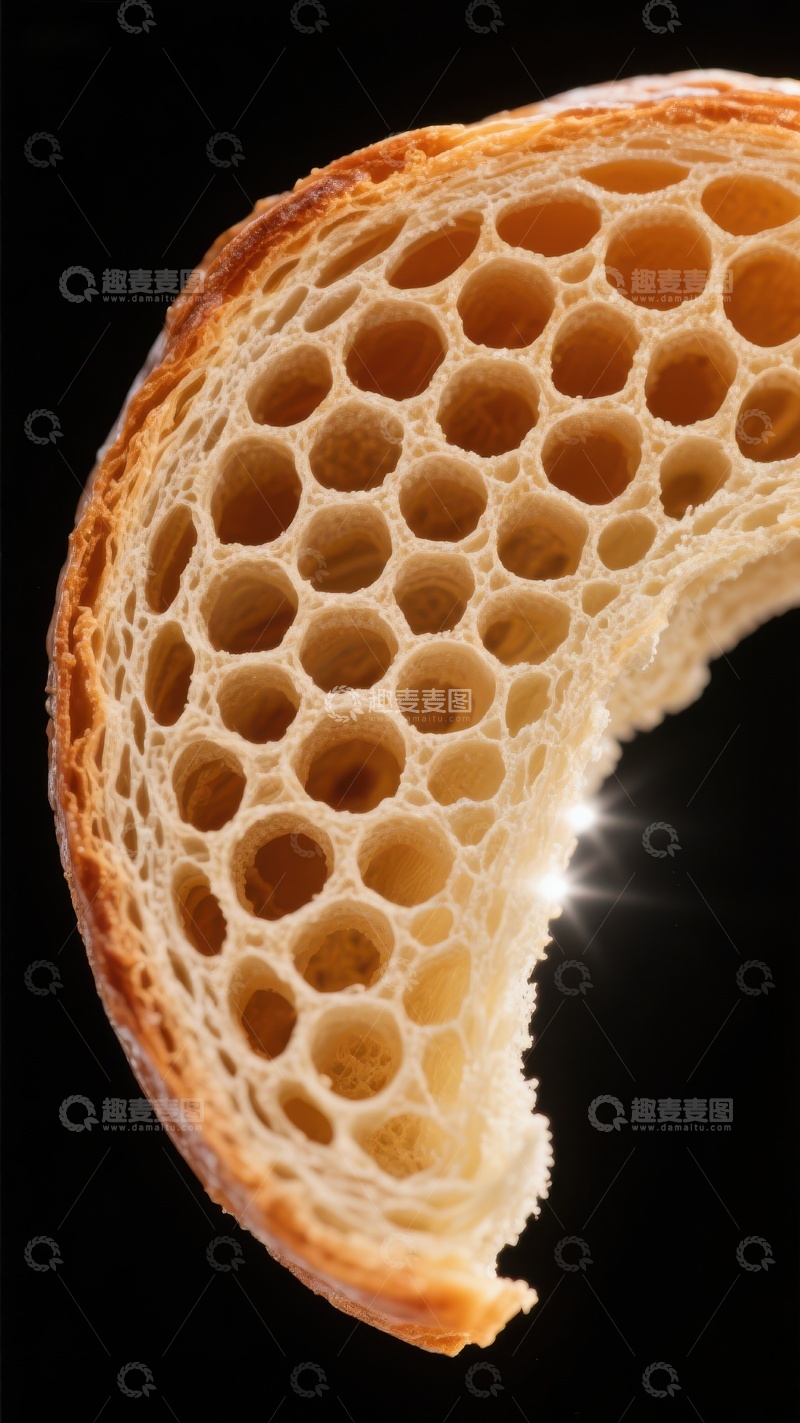 高清大图下载【趣麦麦图】面包切片的内部结构特写