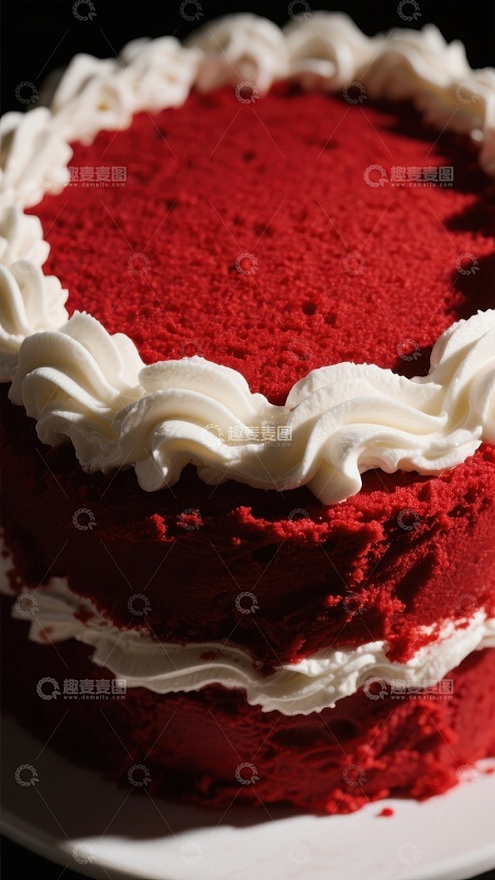 红丝绒蛋糕，奶油装饰