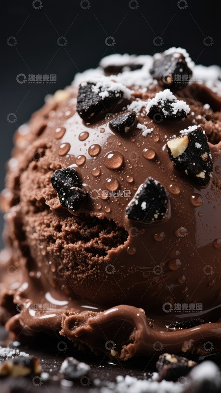 巧克力冰淇淋球配碎饼干