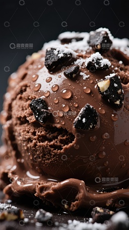 巧克力冰淇淋球配碎饼干