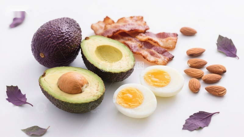 高清大图下载【趣麦麦图】健康早餐组合：牛油果、鸡蛋与坚果