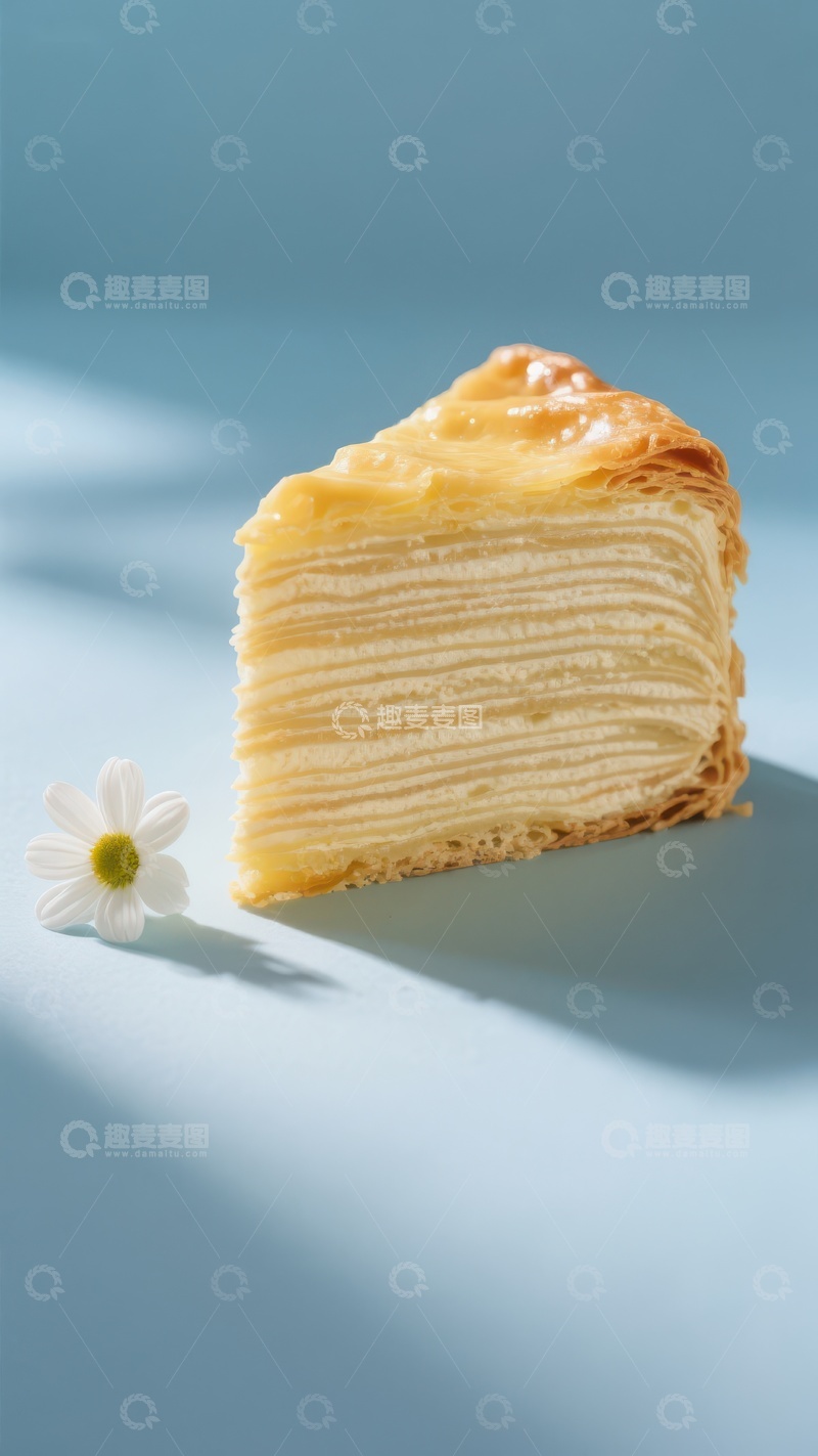 高清大图下载【趣麦麦图】千层蛋糕切片与小雏菊