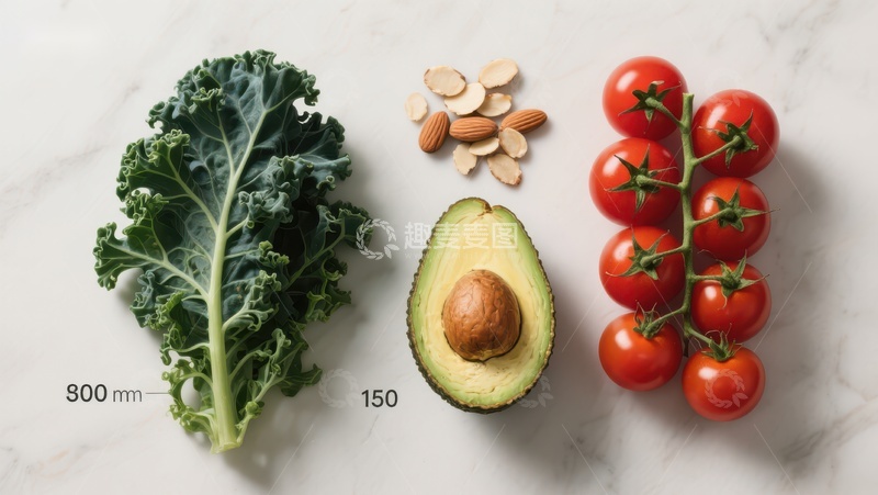 高清大图下载【趣麦麦图】新鲜蔬菜与坚果的健康组合