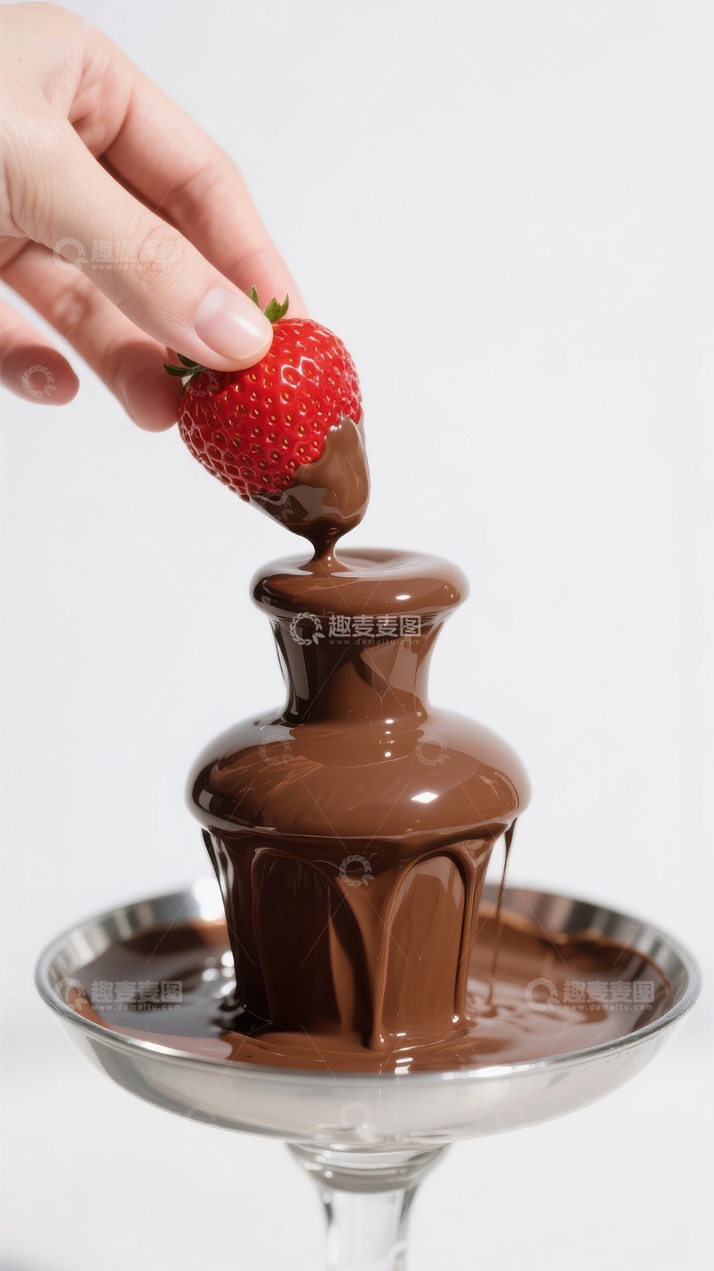高清大图下载【趣麦麦图】草莓蘸巧克力喷泉