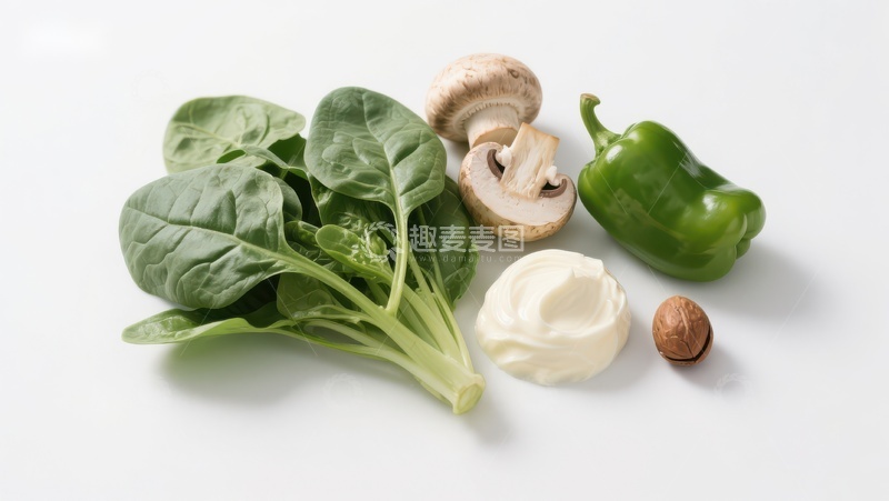 高清大图下载【趣麦麦图】新鲜蔬菜与蘑菇奶油组合