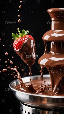 巧克力喷泉与草莓的甜蜜邂逅