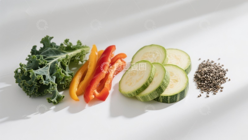 高清大图下载【趣麦麦图】新鲜蔬菜与奇亚籽的健康组合