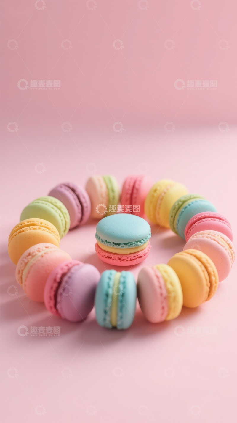 高清大图下载【趣麦麦图】彩色马卡龙围成一圈