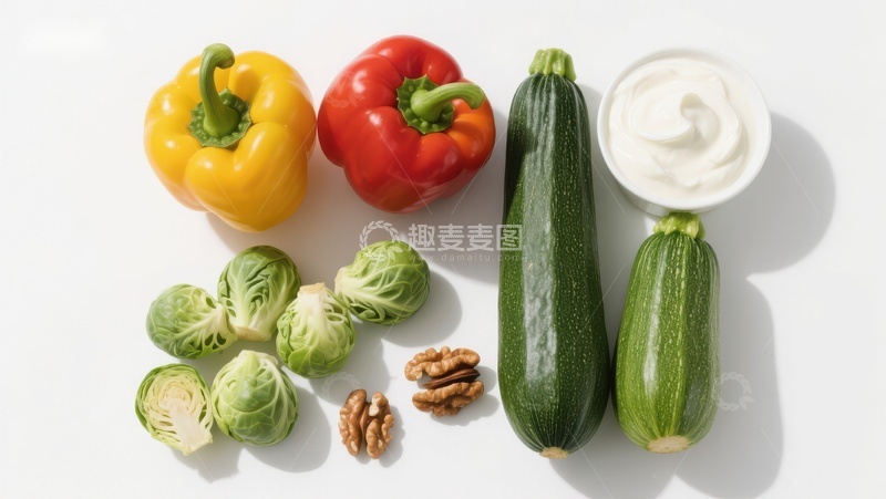 高清大图下载【趣麦麦图】新鲜蔬菜与酸奶油组合