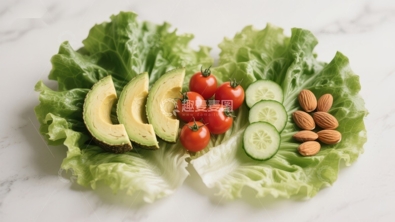 高清大图下载【趣麦麦图】新鲜蔬菜与坚果的健康组合