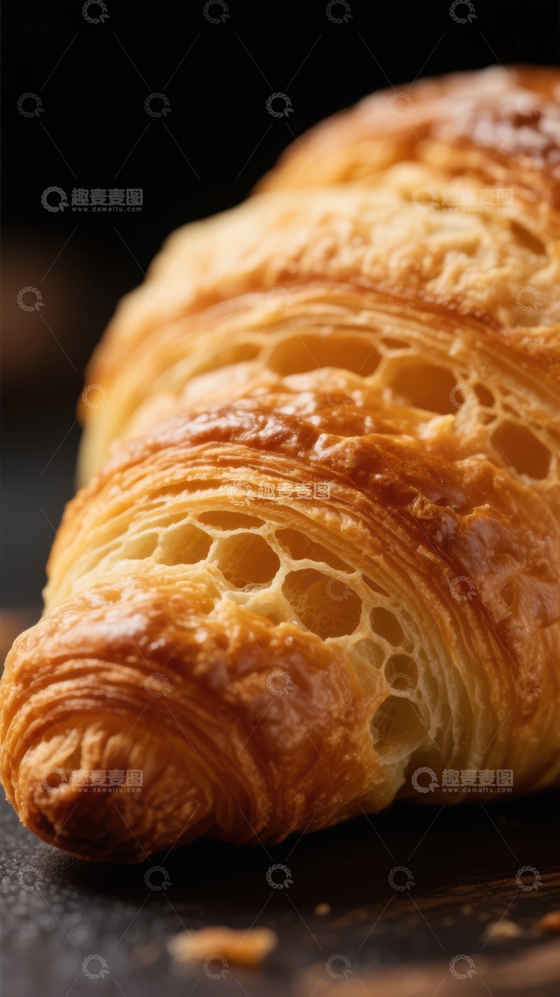 高清大图下载【趣麦麦图】金黄酥脆的羊角面包特写