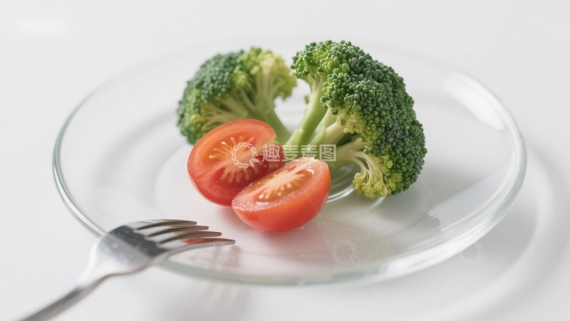 高清大图下载【趣麦麦图】盘中的西兰花与番茄