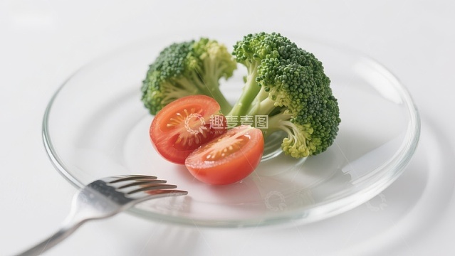 盘中的西兰花与番茄