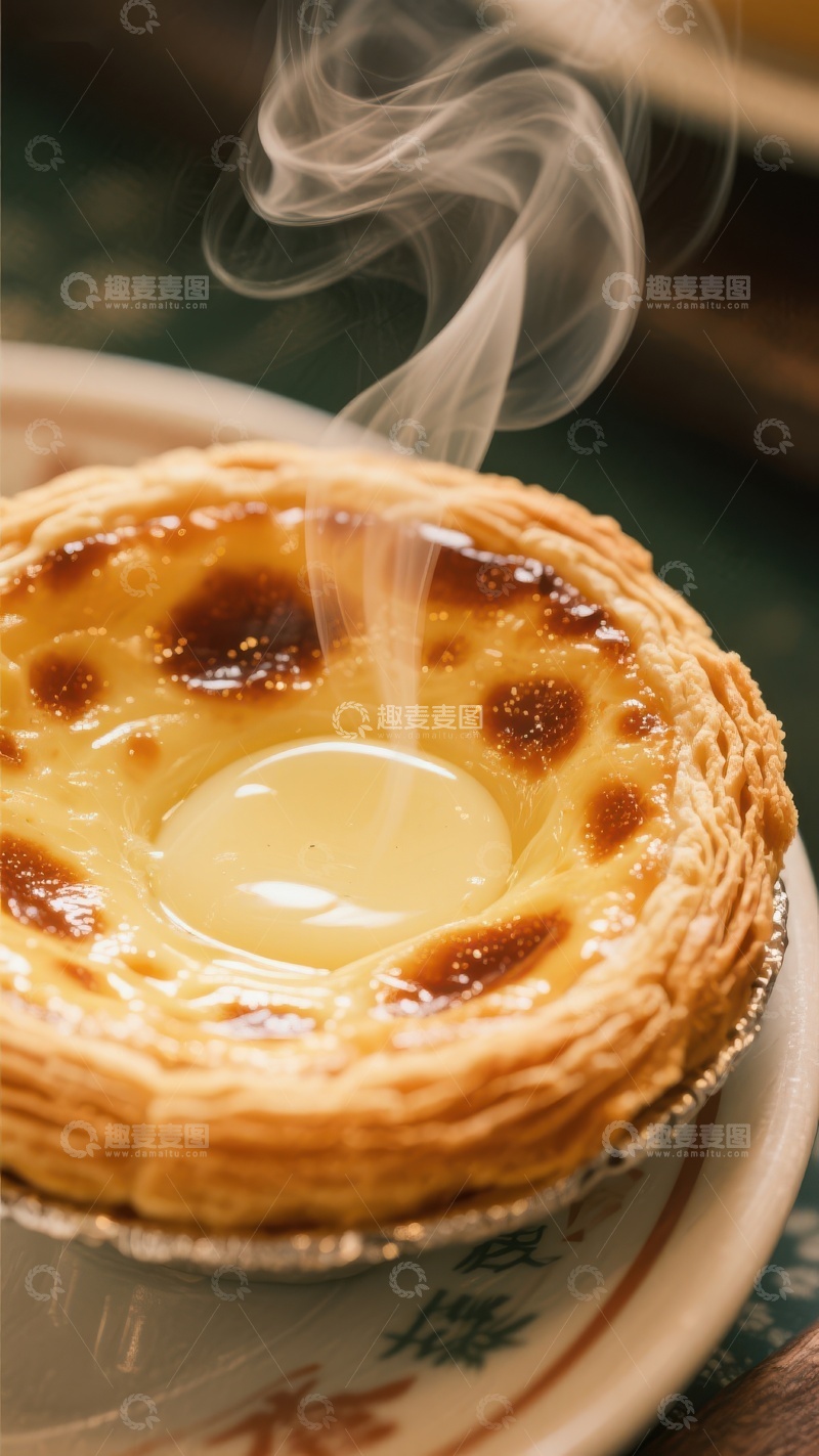 高清大图下载【趣麦麦图】热腾腾的蛋挞，香气四溢