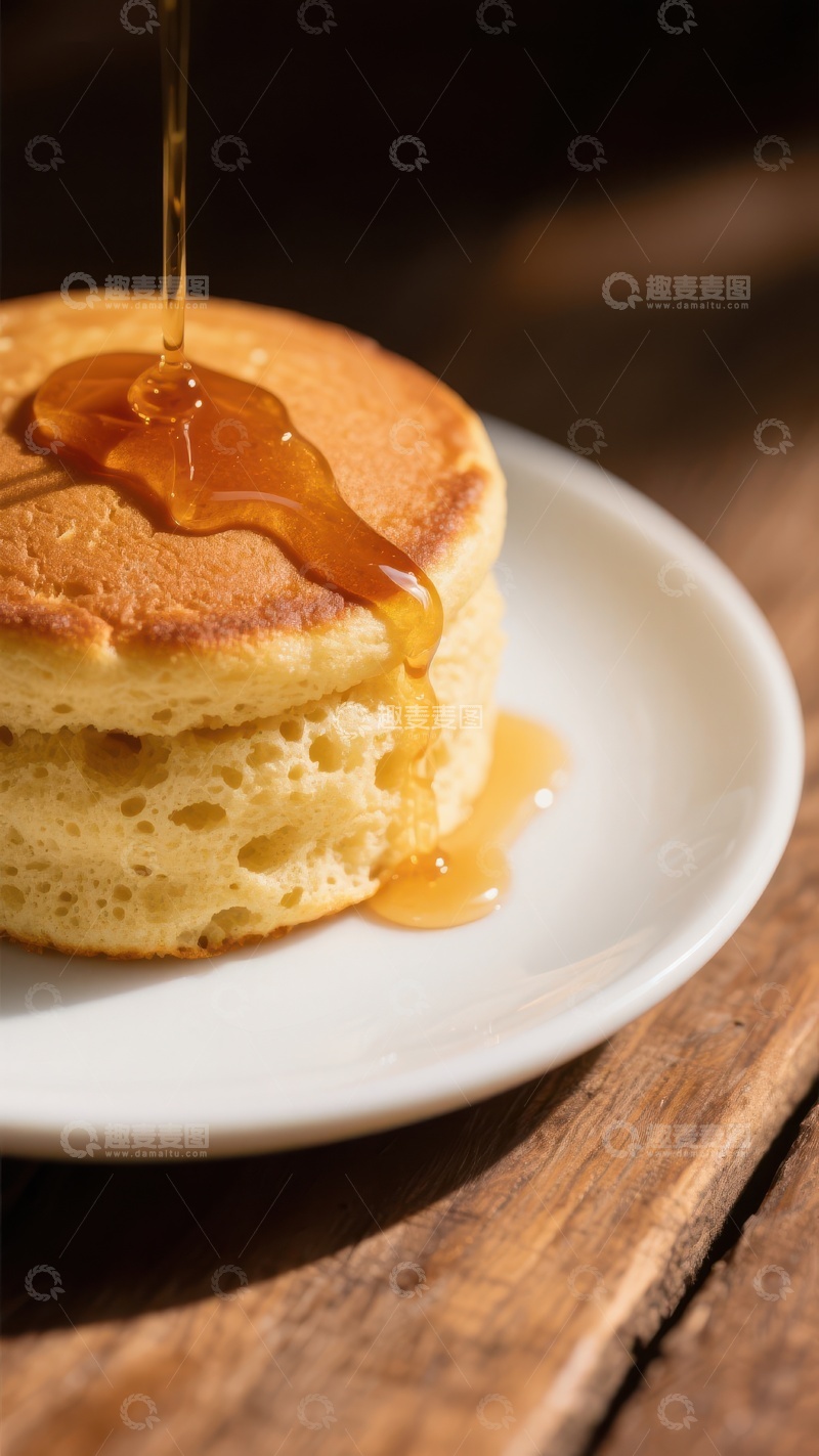 高清大图下载【趣麦麦图】蜂蜜浇灌在松饼上的特写