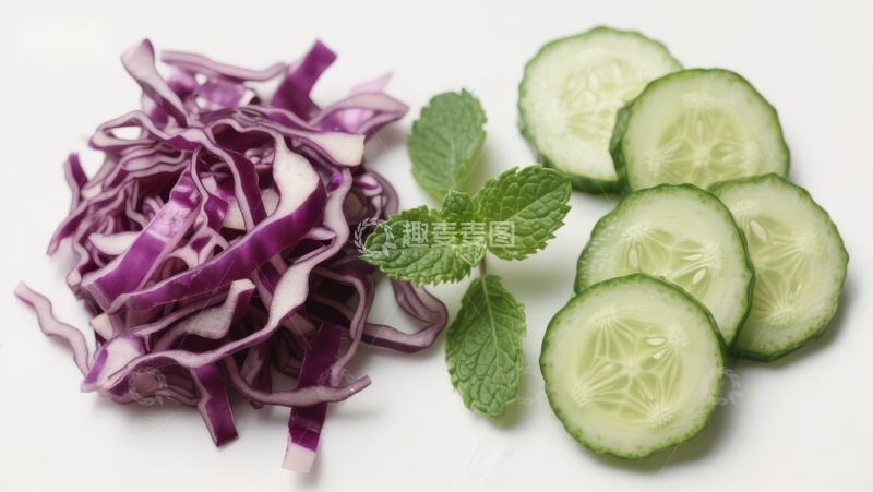 高清大图下载【趣麦麦图】紫甘蓝与黄瓜片的清新组合