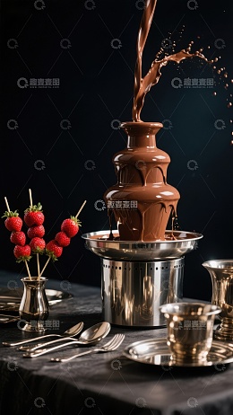 巧克力喷泉与草莓的甜蜜邂逅