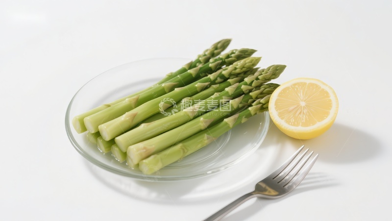 高清大图下载【趣麦麦图】盘中芦笋配柠檬