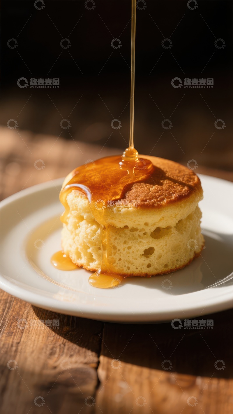 高清大图下载【趣麦麦图】蜂蜜淋在松饼上的特写