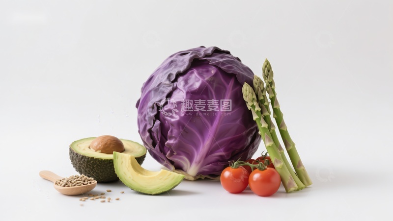 高清大图下载【趣麦麦图】紫甘蓝与多种蔬菜的组合