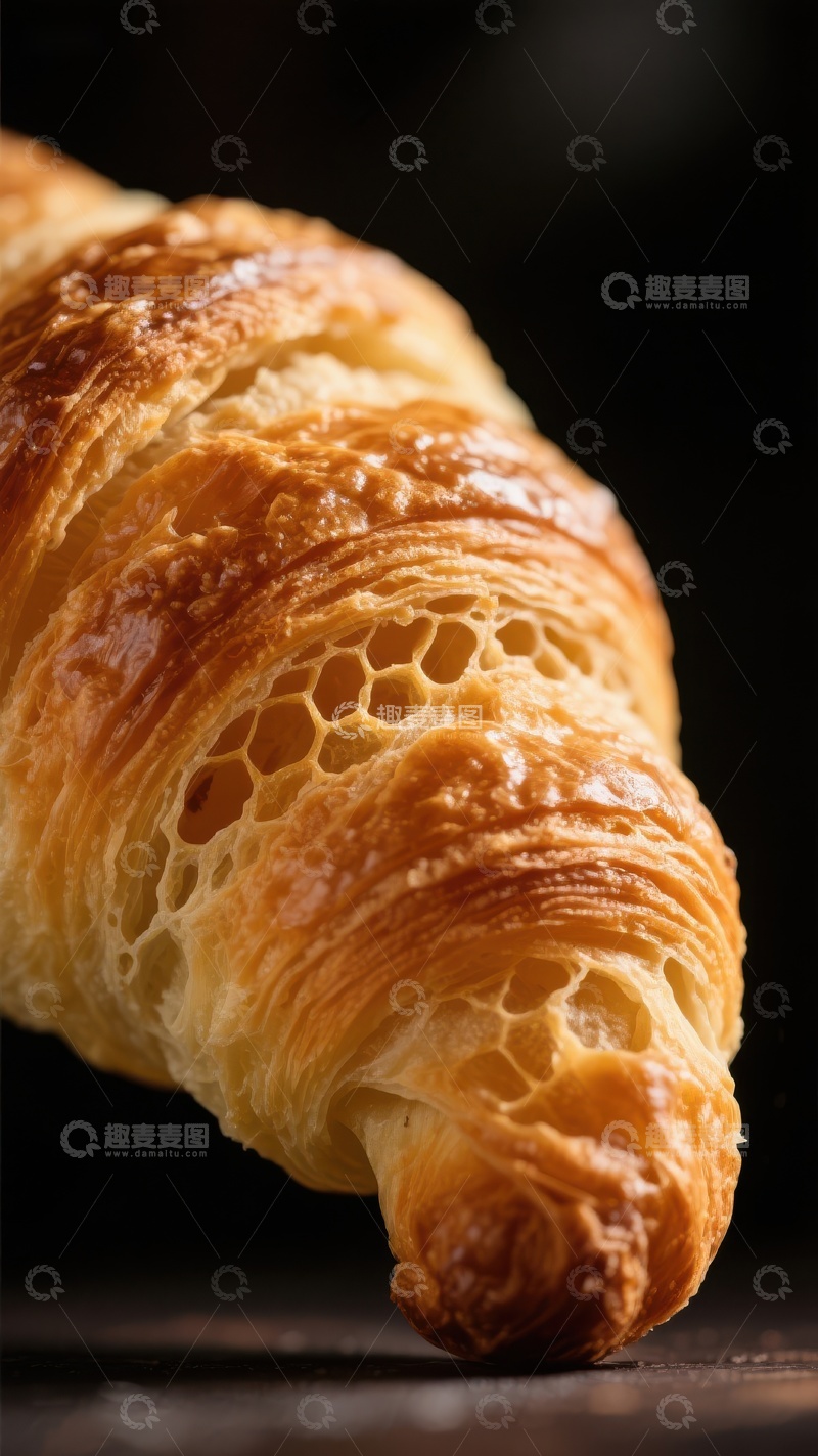 高清大图下载【趣麦麦图】金黄酥脆的羊角面包特写