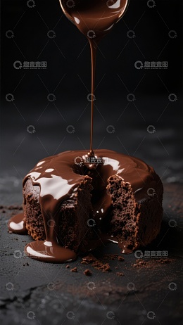 巧克力蛋糕淋酱特写
