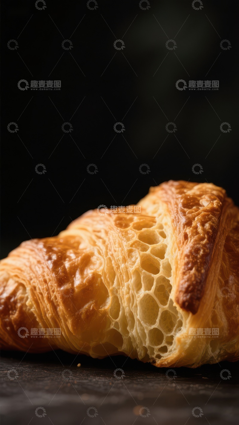 高清大图下载【趣麦麦图】金黄酥脆的羊角面包特写