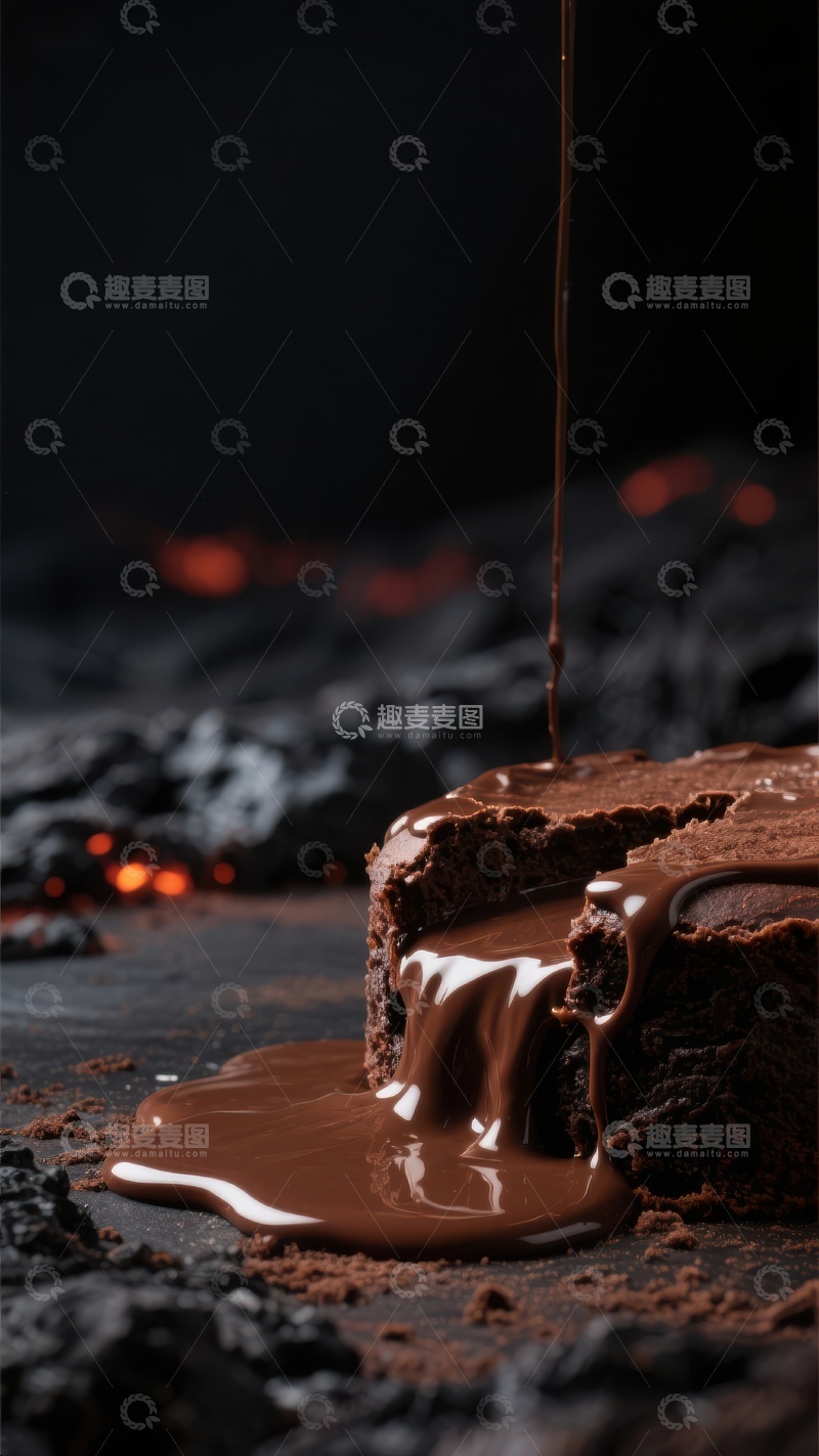 高清大图下载【趣麦麦图】巧克力蛋糕淋酱，浓郁诱人