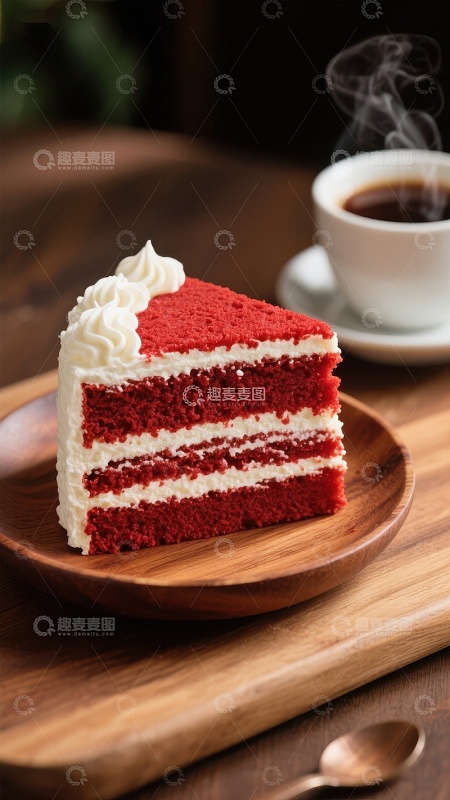 红丝绒蛋糕配热咖啡