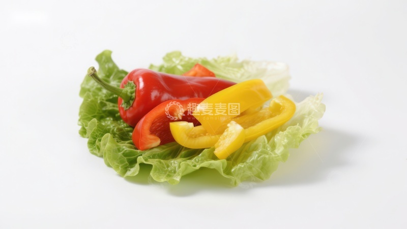 高清大图下载【趣麦麦图】彩椒与生菜的静物组合