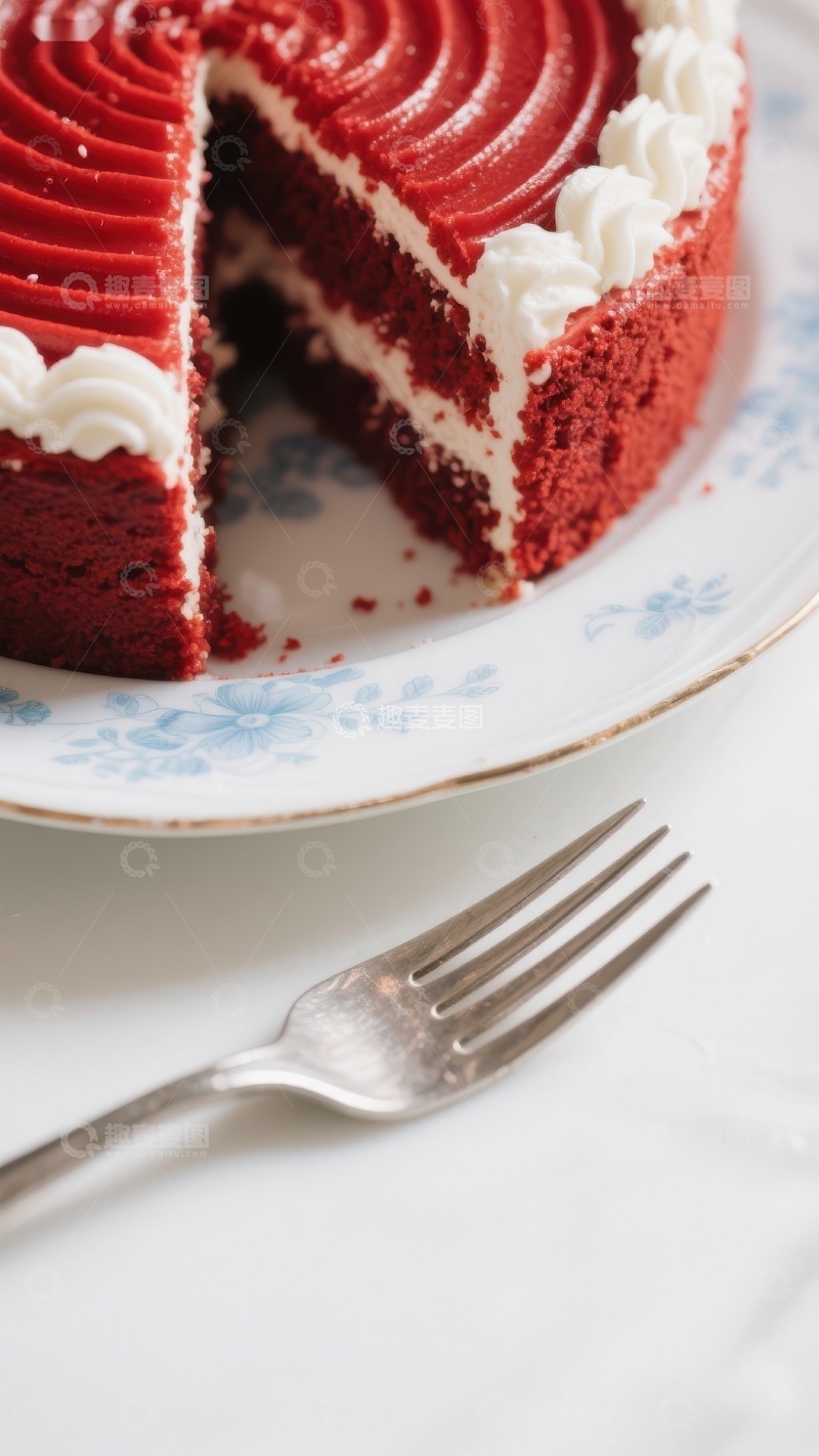 高清大图下载【趣麦麦图】切开的红丝绒蛋糕