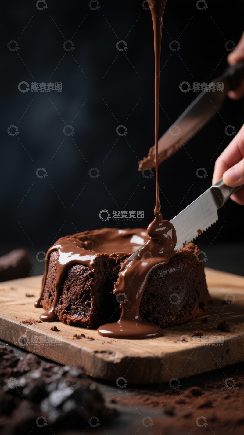 高清大图下载【趣麦麦图】巧克力蛋糕浇灌浓郁酱汁