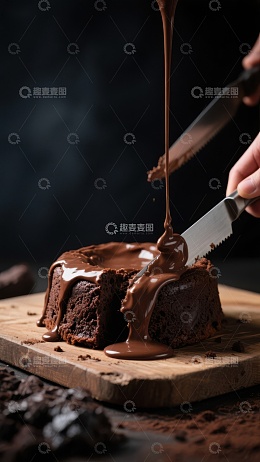 巧克力蛋糕浇灌浓郁酱汁