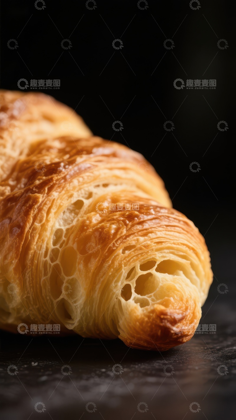 高清大图下载【趣麦麦图】金黄酥脆的羊角面包特写