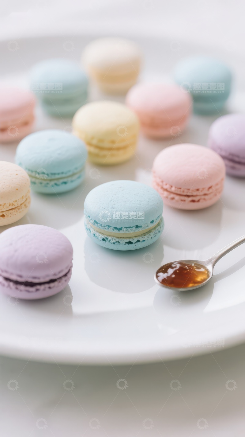 高清大图下载【趣麦麦图】色彩斑斓的马卡龙与蜂蜜