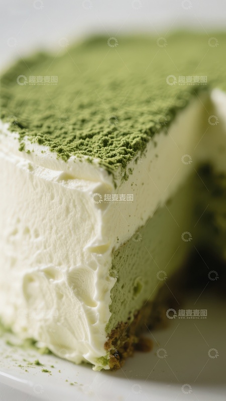 抹茶奶油蛋糕切片