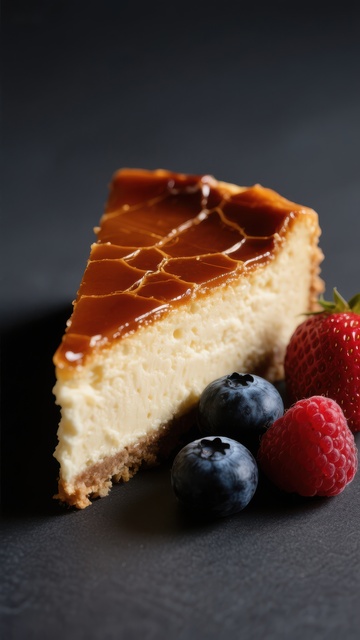 焦糖芝士蛋糕配新鲜浆果