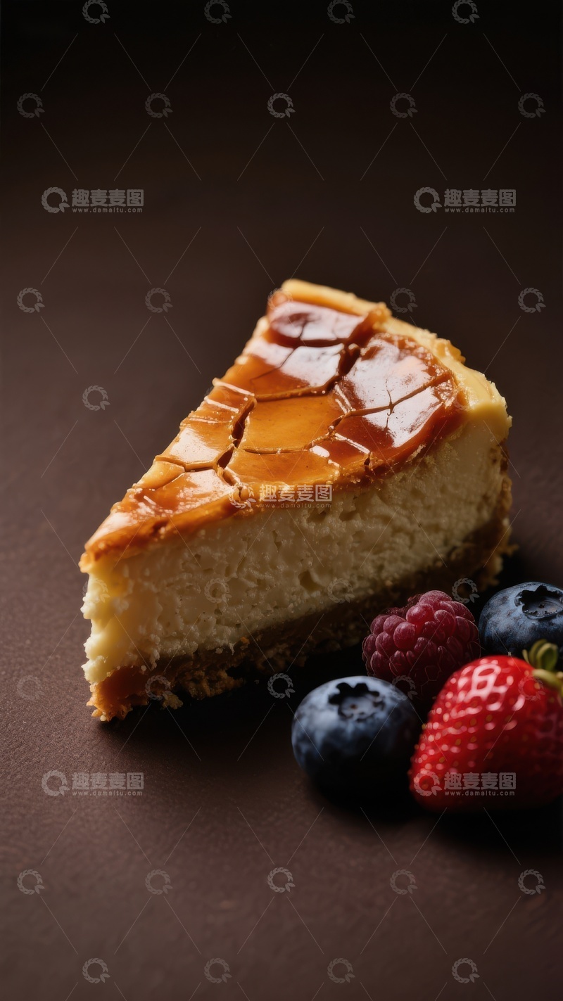 高清大图下载【趣麦麦图】焦糖奶酪蛋糕配新鲜浆果