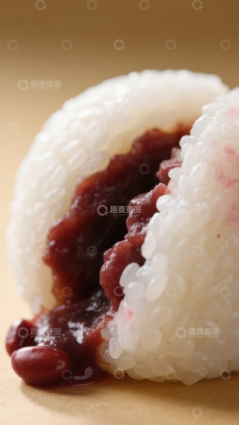 高清大图下载【趣麦麦图】红豆馅糯米团特写