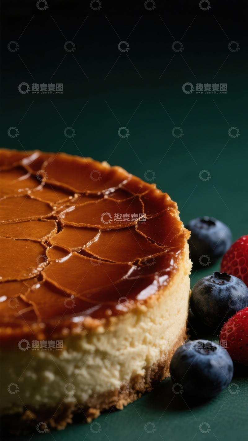 高清大图下载【趣麦麦图】焦糖奶酪蛋糕配新鲜浆果