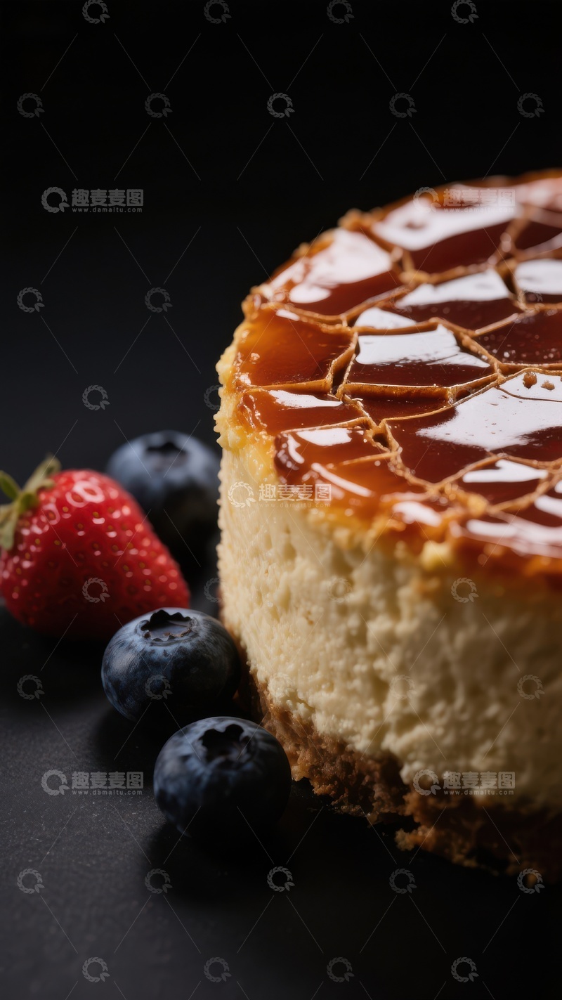 高清大图下载【趣麦麦图】焦糖芝士蛋糕配新鲜浆果