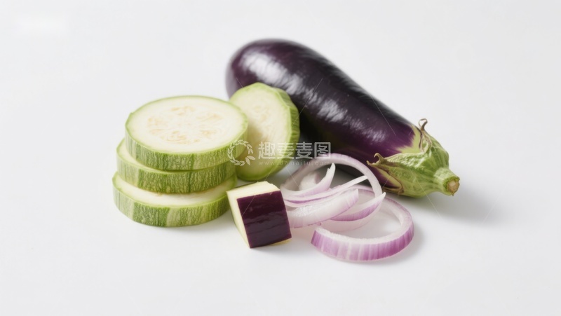 高清大图下载【趣麦麦图】切片茄子黄瓜与洋葱