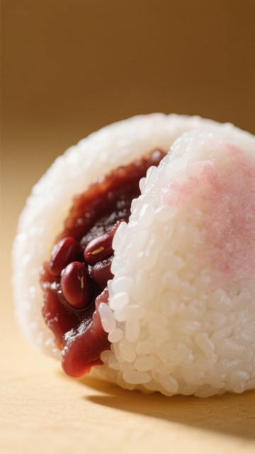 红豆馅糯米团特写