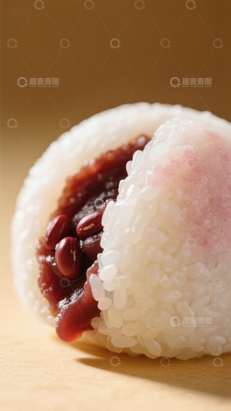 红豆馅糯米团特写