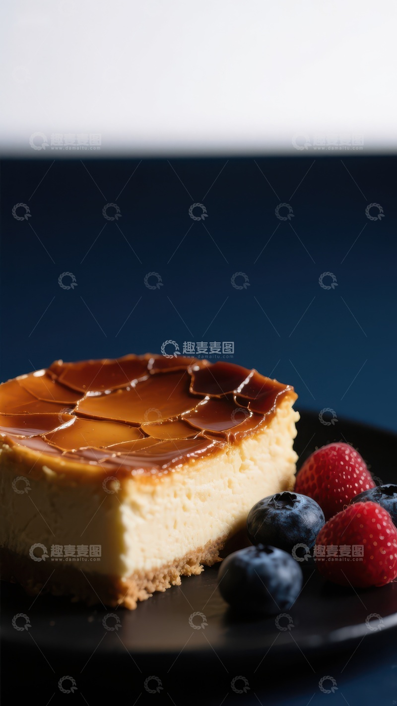 高清大图下载【趣麦麦图】焦糖芝士蛋糕配新鲜浆果
