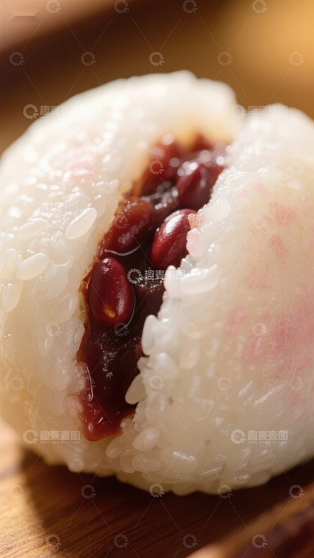 红豆夹心糯米团特写
